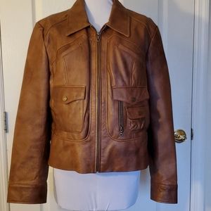 Genuine Brown Leather Jacket by a.n.a